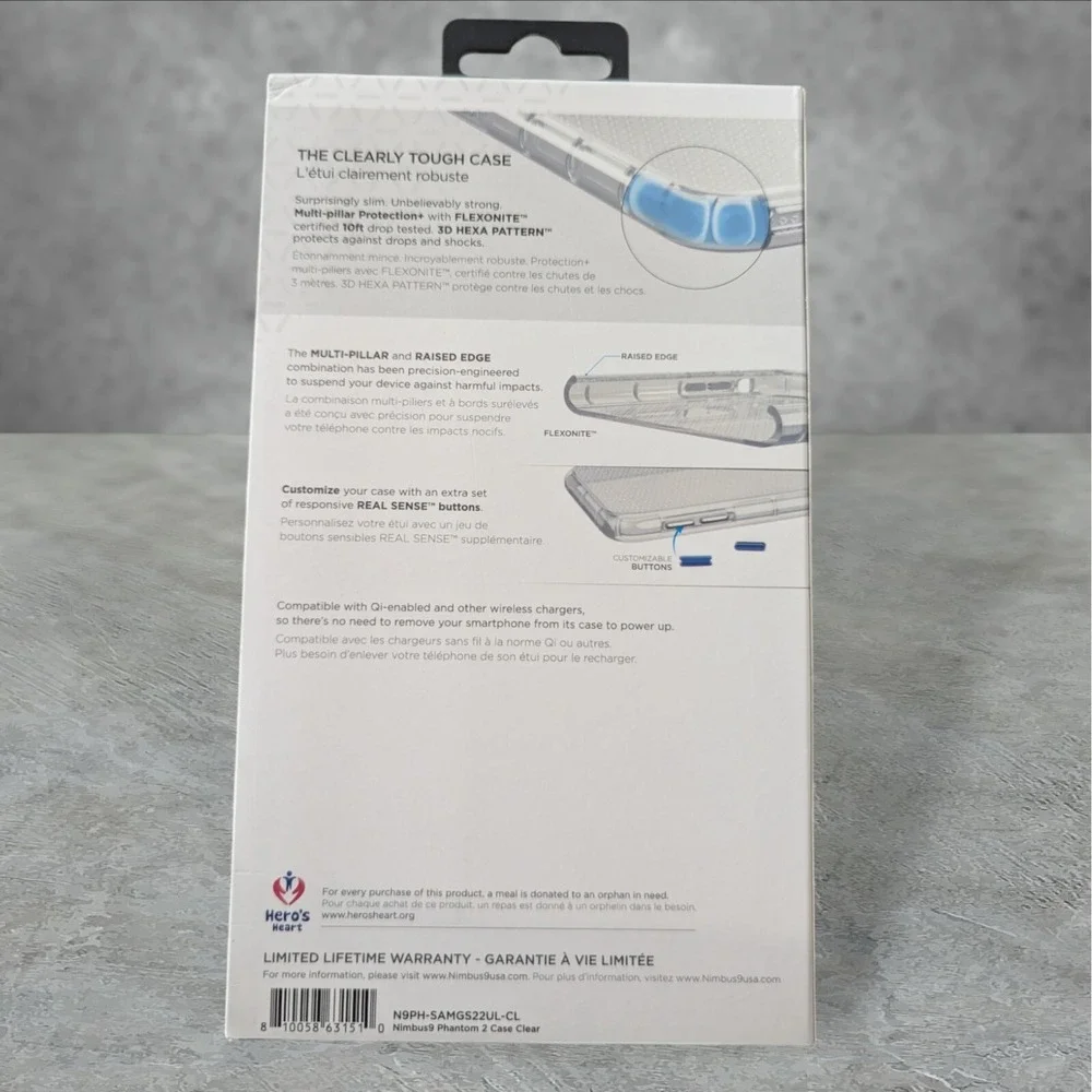 Nimbus9 Phantom 2 Case for Samsung Galaxy S22 Ultra 5G 3D Hexa Clear See Desc W6